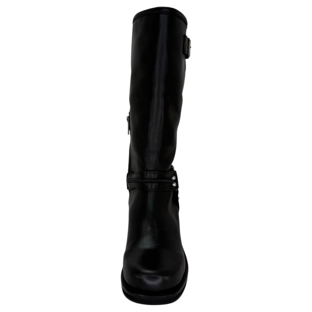 Steve Madden Black Moto Boots with Buckle Detail - Picture 5 of 13